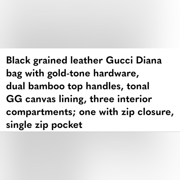 GUCCI DIANA Black Leather Tote Bamboo Handles - Picture 15 of 17